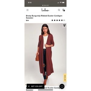 Brody Burgundy Ribbed Duster Cardigan Sweater